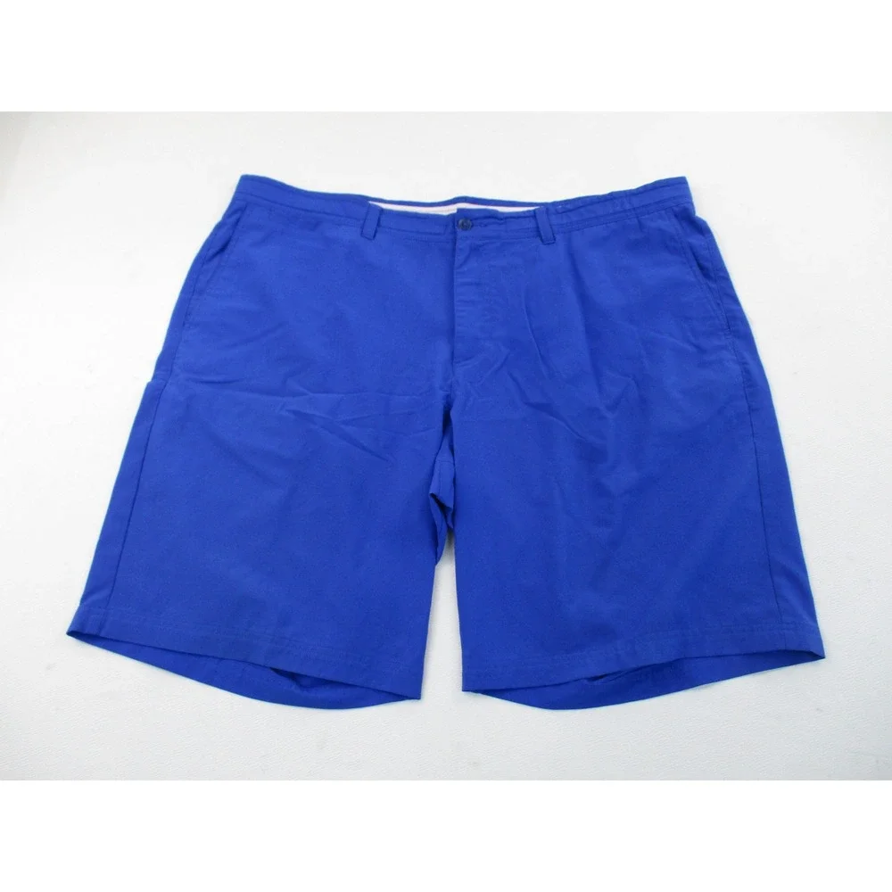 Nike Golf Shorts Men 42 Blue Flat Front Performance Stretch Swoosh Logo Utility